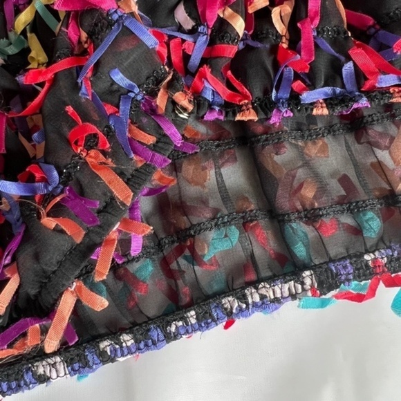 VINTAGE  Oscar de la Renta RARE 80s Sheer Black Bow Jacket Cardigan, Large - Picture 11 of 15